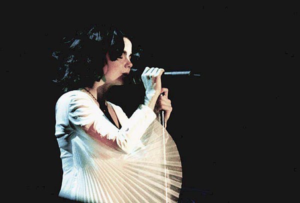 Björk performing during the Homogenic tour in 1997