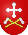 Due asce sormontate da una croce pomettata (Gryon, Svizzera)