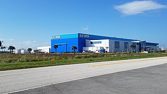 Blue Origin's manufacturing facility near KSC visitor complex BlueOrigin OLS mfg building, Florida (from southeast).jpg