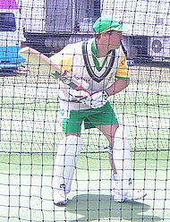 Mark Boucher, who is shown here practicing in the nets, is one of 93 players to have played Twenty20 cricket for South Africa. Boucher 2005 003 detail.jpg