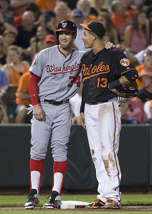 First overall selection Bryce Harper (left) and third overall selection Manny Machado in 2015