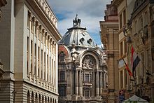 The old Bucharest Stock Exchange Palace (presently, Bucharest's Chamber of Commerce and Industry), situated in the capital's historical city centre Bucharest - Smardan Street (28547822606).jpg