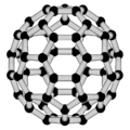 Molécula de fulereno, terceira forma estable do carbono tras o diamante e o grafito