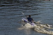 Deutsch: Kanusport bei den Olympischen Jugendspielen 2018; Tag 10, 16. Oktober 2018; Kleines Finale um die Bronzemedaille Jungen Einer-Kajak-Slalom: Tom Bouchardon (Frankreich) - George Snook (Neuseeland) English: Canoeing at the 2018 Summer Youth Olympics at 16 October 2018 – Boys' K1 slalom Bronze Medal Race: Tom Bouchardon (France) - George Snook (New Zealand)