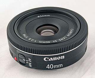 Canon EF 40mm lens The Canon EF 40mm lens is a standard prime lens that was introduced in June 2012.