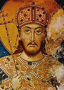 Estêvão Uresis IV segurando a cruz patriarcal