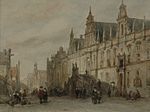 Gezicht op het Stadhuis van Leiden (1860) door Behr