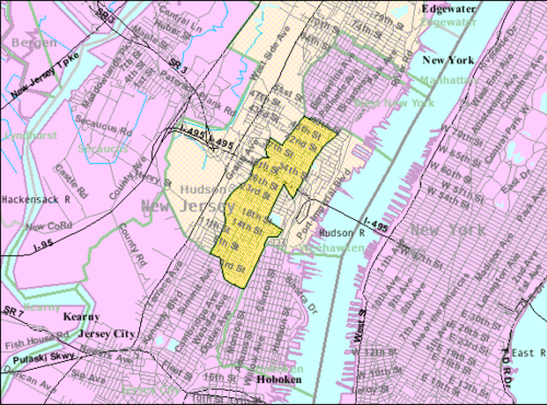 Census Bureau map of Union City, New Jersey