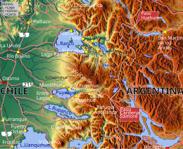 Topography of the region. The Puyehue-Cordón Caulle massif is located between Ranco and Puyehue Lake