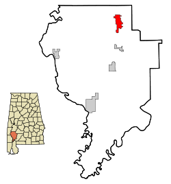 Location in Quận Clarke, Alabama