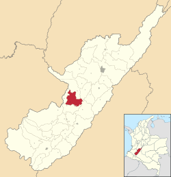 Location of the municipality and town of Tesalia in the Huila Department of Colombia.