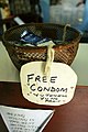 Condoms being given away during a community theatre performance about HIVAIDS. Vanuatu, 2007. Photo- Rob Maccoll (10687720143).jpg
