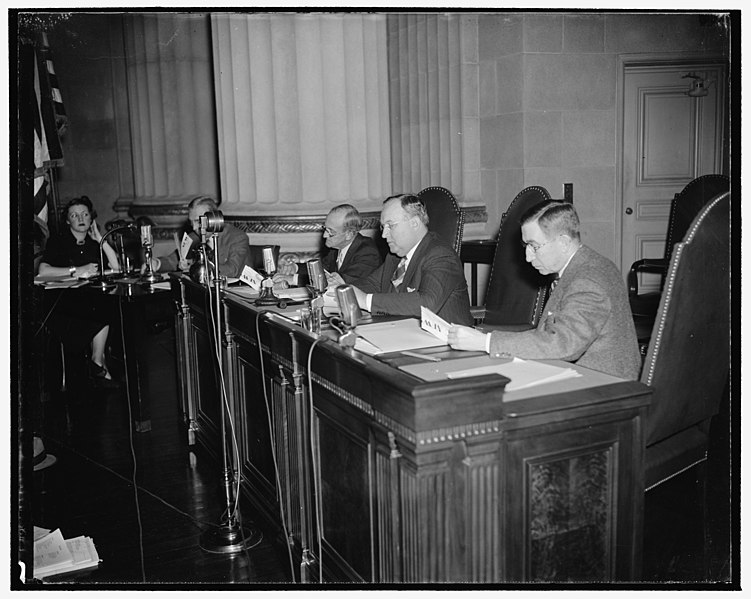 File:Conduct FCC hearings into alleged radio monopolies. Washington, D.C., Nov. 15. These three members are conducting the Federal Communications Commission investigation into the alleged LCCN2016874360.jpg