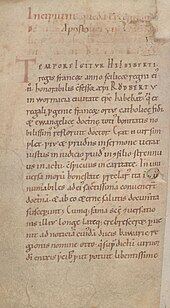 First page of a 10th-century copy of the Conversio Conversio Bagoariorum et Carantanorum.jpg