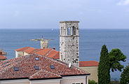 Deutsch: Kroatien, Poreč, Blick vom Turm der Euphrasius Basilika Richtung Westen English: Croatia, Poreč, View from the tower of the Euphrasian Basilica, direction west