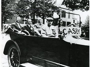 Casey (front passenger seat) in "Casey Day" parade, July 1915