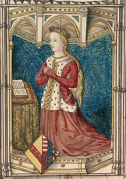 A 17th-century drawing of a (now-lost) 15th-century stained-glass window depicting Yolande