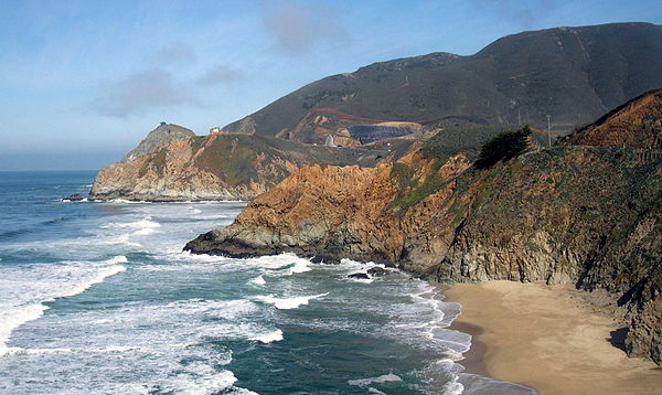 P. hickmanii is found on Montara Mountain below 135 m in elevation, at the extreme east (right) of this image.