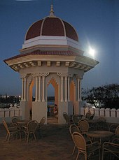 One of the turrets on the moonlit roof of Palacio de Valle