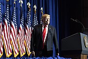 President Trump speaks at the Legislative Meetings and Trade Expo Donald Trump in 2019 Legislative Meetings and Trade Expo.jpg