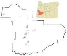Douglas County Oregon Incorporated and Unincorporated areas Glendale Highlighted.svg