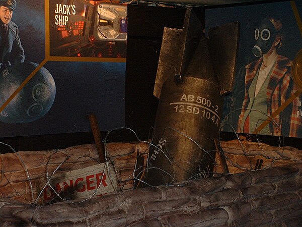 The bomb prop, on display at a Doctor Who exhibition