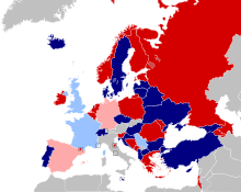 Mapa mostrando a situação de cada país em relação às semifinais.