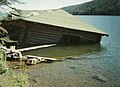 Cabin partially submerged by 1959 earthquake