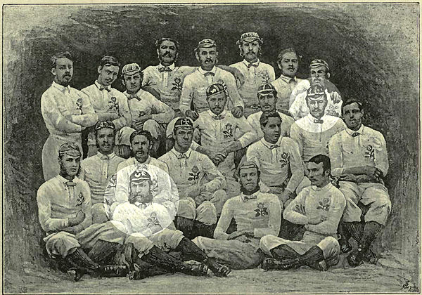 1871 England squad with West Kent players A. G. Guillemard and J. F. Green highlighted