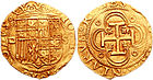 Escudo d'or ioana et karolvs (1504-1555) avec croix à fleur quadrilobée.