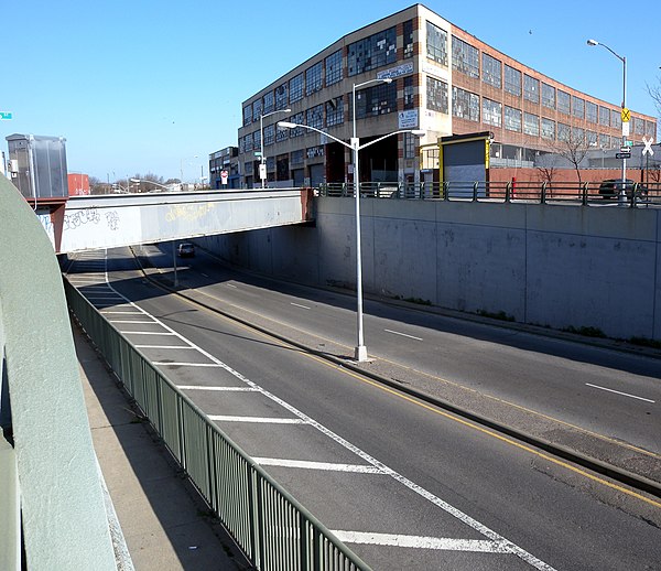 Flushing Avenue going below the Bushwick Branch