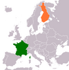 نقشهٔ موقعیت فرانسه و فنلاند.