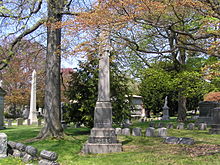 The grave of Frank Belknap Long in Woodlawn Cemetery. Frank Belknap Long Tower 2009.JPG