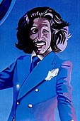 Caricature of Frankie Crocker used for a radio trade magazine advertisement; Crocker later became famous for developing and naming the urban contemporary format.