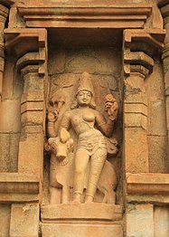 Ardhanarishvara (half Shiva, half Parvati): sculpture at Gangaikonda Cholapuram