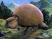 Schilderij van een glyptodon