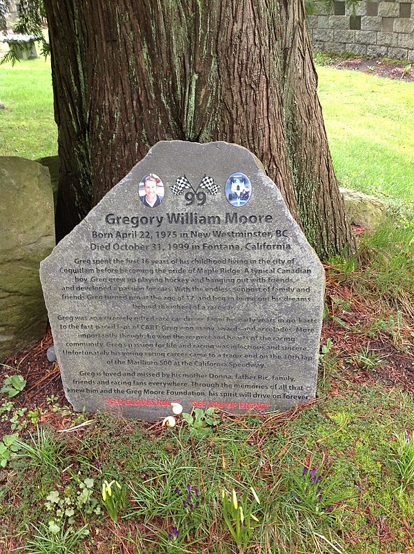 Moore's memorial headstone at Robinson Memorial Park Cemetery