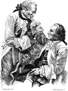 Denis Diderot kun Frédéric Melchior Grimm, Friedrich Melchior Grimm. Desegno de Louis Carrogis