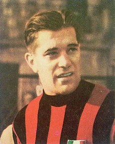 Gunnar Nordahl with Milan. He is the foreign player who scored more goals in Serie A (225) and the 3rd best scorer in the history of the league. Gunnar Nordahl - AC Milan.jpg