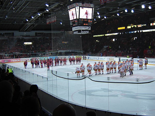 The home team HIFK has just taken on Tappara in a SM-liiga game in Helsinki Ice Hall.