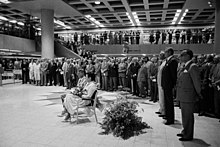 Opening ceremony on 2 August 1982. President of Finland Mauno Koivisto and his wife Tellervo Koivisto are seated at the front. Helsinki-metro-opening-1982b.jpg