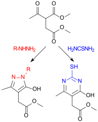 Synthese von Heterocyclen aus Dimethylacetylsuccinat