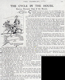 "All the delight of outdoor cycling enjoyed at home" - article from 1897 describing indoor spin. Home cycling trainer 1897.jpg