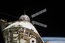 Johannes Kepler ATV prepares to dock with the Zvezda module of the ISS. ISS-26 ATV-2 Johannes Kepler docks to Zvezda.jpg