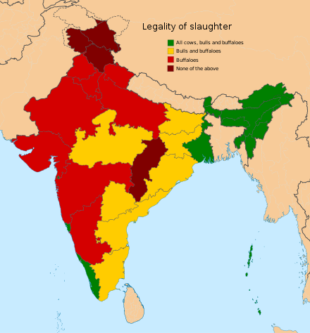 Cow slaughter laws in various states in India