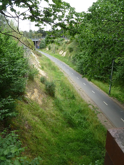 The cutting where the disused Inner Circle railway line passes under Royal Parade