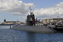 JS Takashio (SS-597) pulls into the submarine piers at Joint Base Pearl Harbor-Hickam for a port visit, -Oct. 2012 (DB801-033).jpg