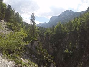 Johannesbach gorge at the valley exit.  Right chair head and talele tip