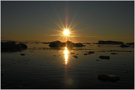 Midnight sun in Greenland