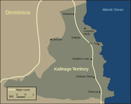 Kaart van Kalinagoterritorium